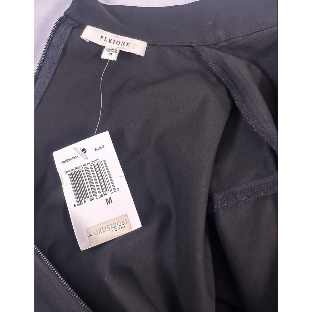 NWT Pleione Black Mock Neck Bell Sleeve Blouse Tiered Sleeve Top Size Medium - Picture 7 of 10